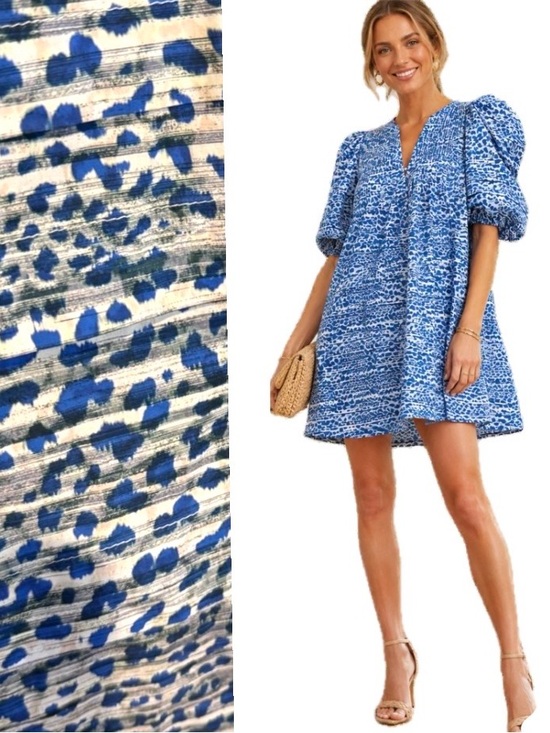 HUNTER BELL Dresses & Skirts - Hunter Bell, Jenkins Dress Blue/Gray Leopard Breaststroke Print, Size Large NWOT